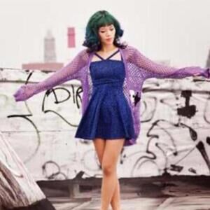 Blue leopard print mini Goth punk dress Gothic minidress size XS S like new Asia